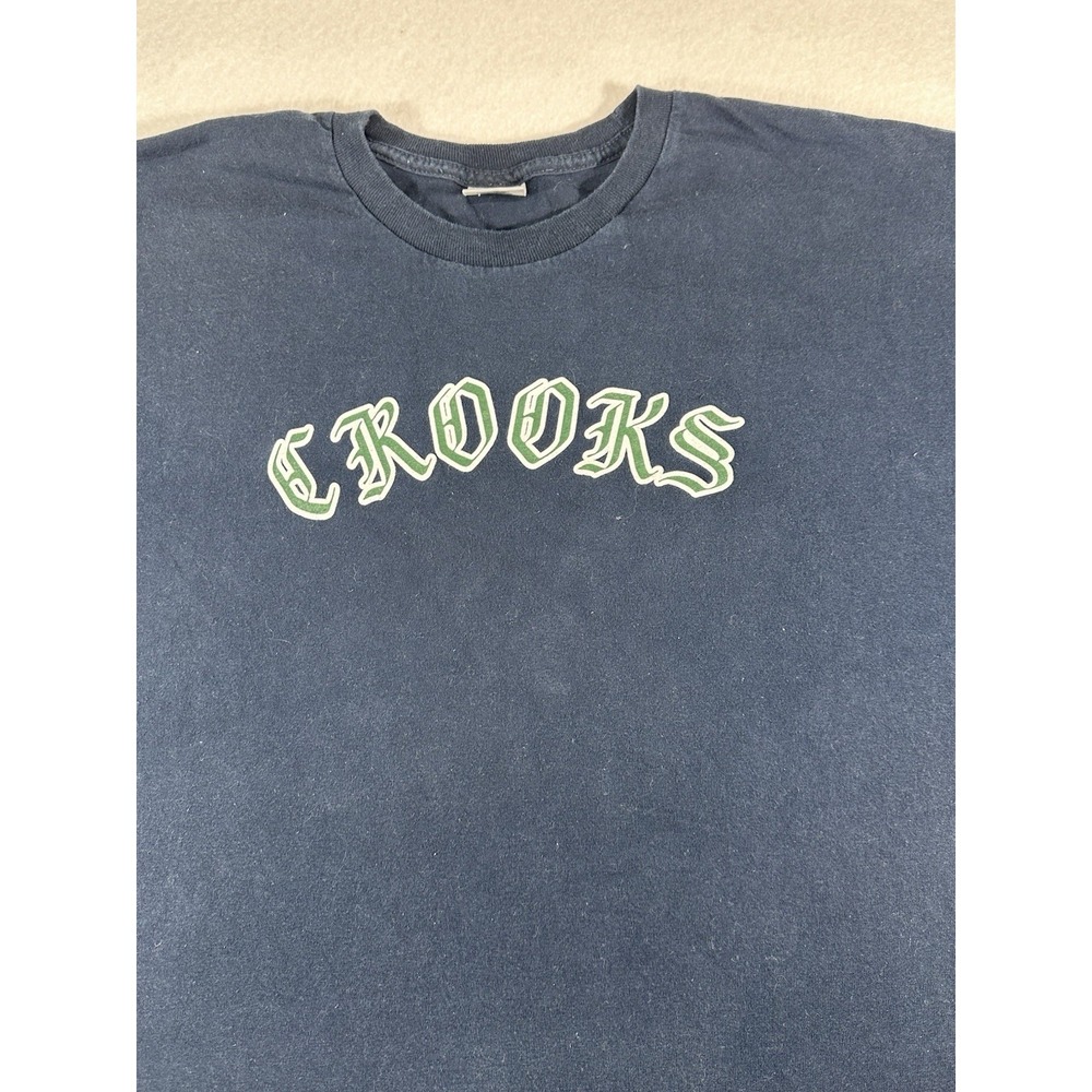 Crooks & Castles Navy Blue Graphic T-Shirt 2XL Streetwear Cotton Tee - Picture 2 of 8